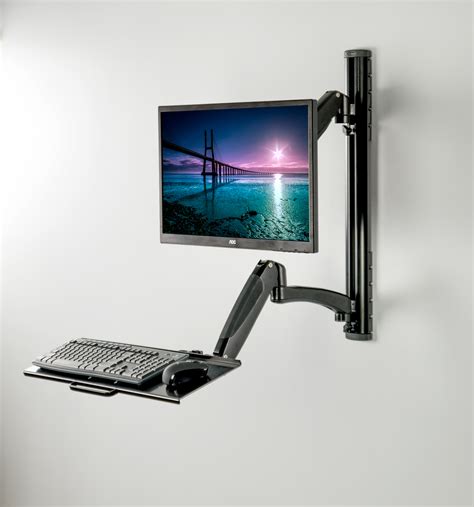 Vivo Sit Stand Wall Mount Counterbalance Adjustable Monitor Keyboard