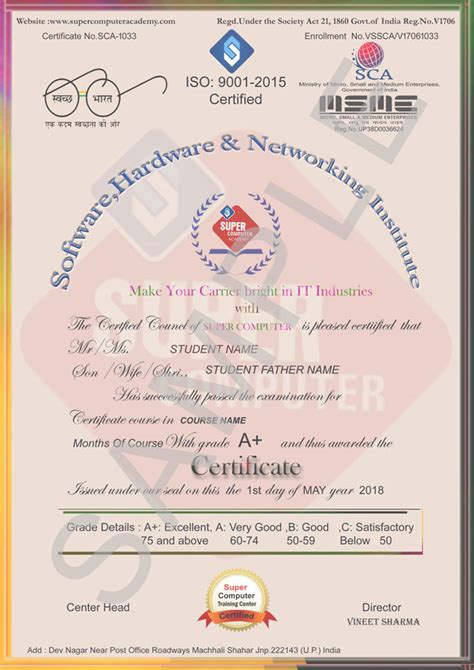 Computer programming certificate program objectives. Sample Certificate - Super-Computer