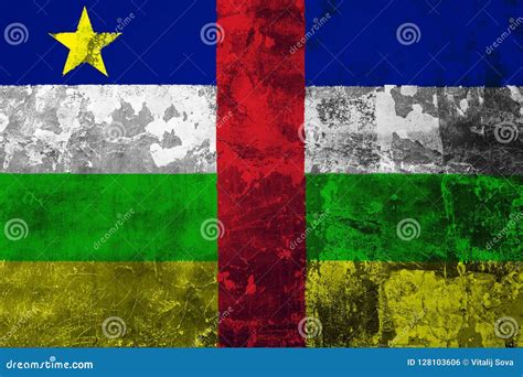National Flag Of Central African Republic On The Background Of T Stock