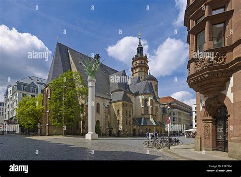St Nicholas Church With Nikolai Column In Leipzig Germany Stock Photo