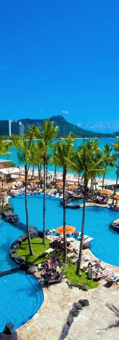 Hawaii Oahu Diamond Head Sheraton Waikiki Pool As You Sit In A