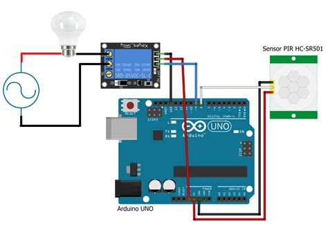 The circuit used to control the relay is below: Arduino controlled light bulb using motion sensor