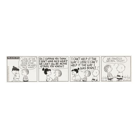 Schulz Charles Original Four Panel Peanuts Daily Comic Strip Signed