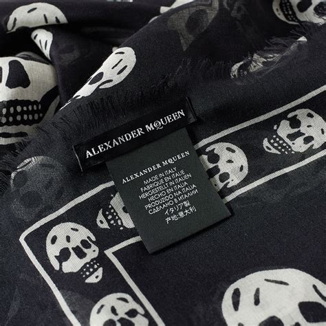 Alexander Mcqueen Skull Scarf Black And Ivory End Us