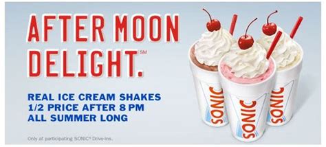 Sonic Drive In 12 Price Milkshakes After 8 Pm Daily