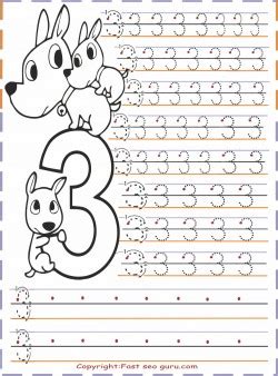 kindergarten number 3 tracing worksheets - Free Printable Coloring
