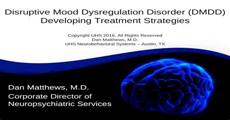 Pdf Disruptive Mood Dysregulation Disorder Dmdd Developing