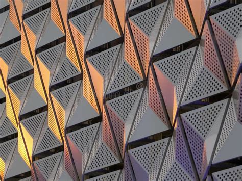 Cladding On Geometric Modern Steel Building Stock Image Image Of