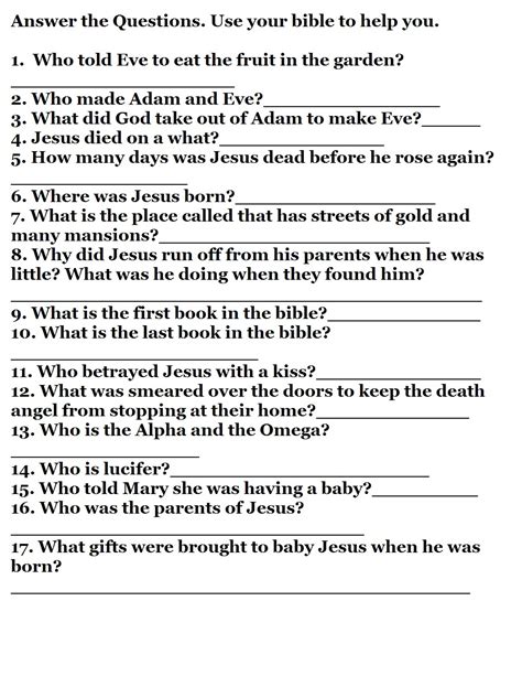 Free Bible Questions And Answers Printable Free Printable