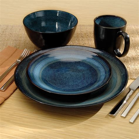 This Adriatic Blue Piece Dinnerware Set For Provides Modern