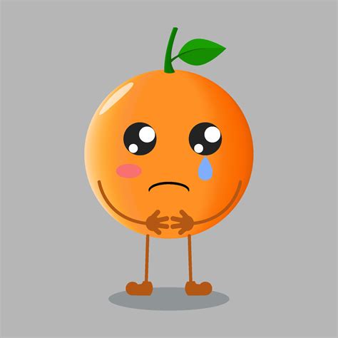 Illustration De Fruits Orange Mignons Avec Une Expression Triste