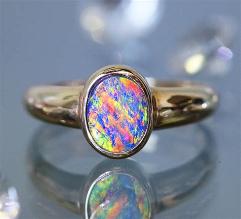 Gem Opal Doublet Ring In 14k Gold Sb 261
