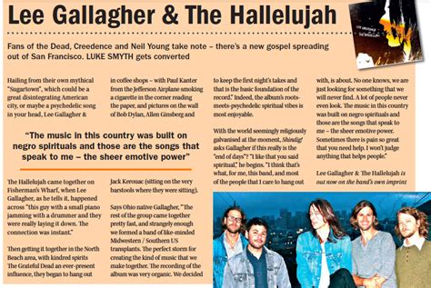 congratulations to lee gallagher and the hallelujah on their self titled debut