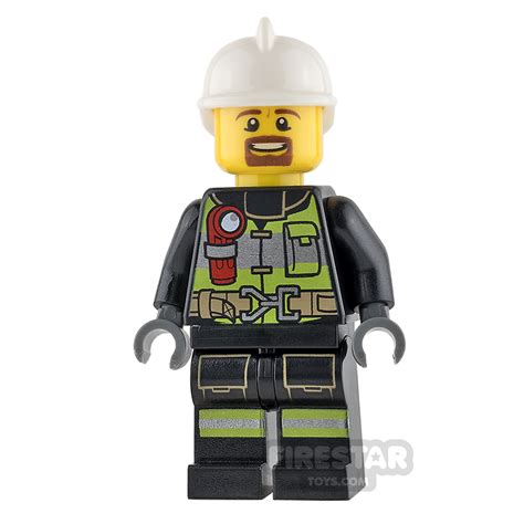 Lego City Mini Figure Fire Reflective Stripes With Utility Belt And