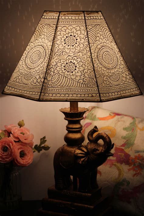Large Floor Lamp Shade In Vintage Style Plain Hand Painted Etsy
