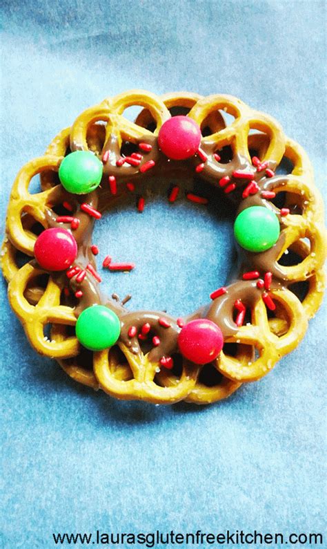 Place dipped pretzel back into circle formation. Gluten Free Christmas Chocolate Dipped Pretzel Wreath ...