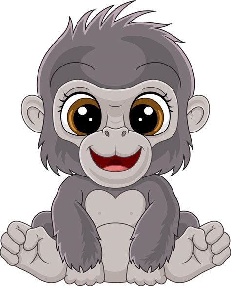 Cartoon Cute Baby Gorilla Sitting 5332235 Vector Art At Vecteezy