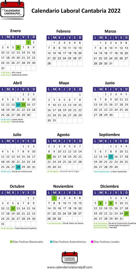 Calendario Laboral Cantabria 2022 Días Festivos Y Puentes