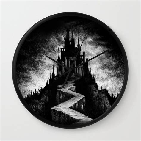 Vampire Castle Wall Clock By Wailing Wizard Black Black Wall