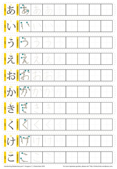 Kana Handwriting Practice Sheets Japanese Quizzes