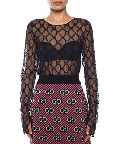Gucci Cotton Patterned Sheer Top Lyst