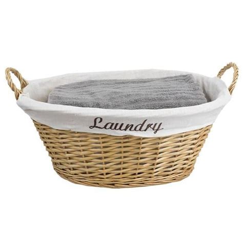Home Basics Wicker Laundry Basket With Liner Natural At