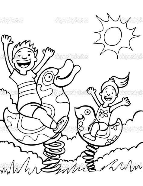 Kids Playing Outside Coloring Pages At Free