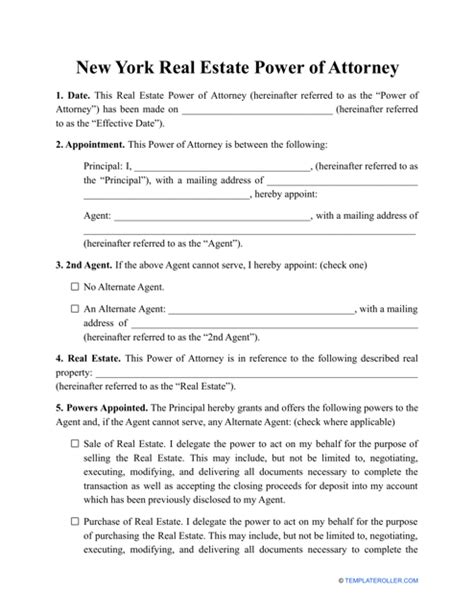 New York Real Estate Power Of Attorney Template Fill Out Sign Online