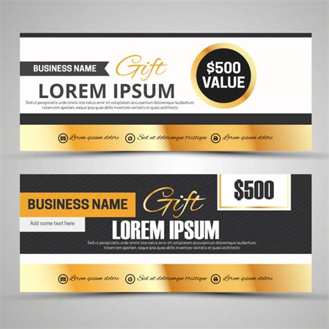 Gift Voucher Templates With Black Yellow White Colors Vectors Graphic