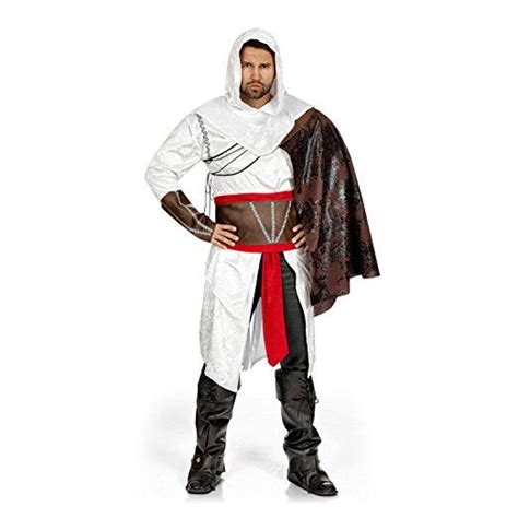 Assassinen Kostüm 3 tlg Kapuzen Gewand Gürtel Cape Style Ezio für LARP