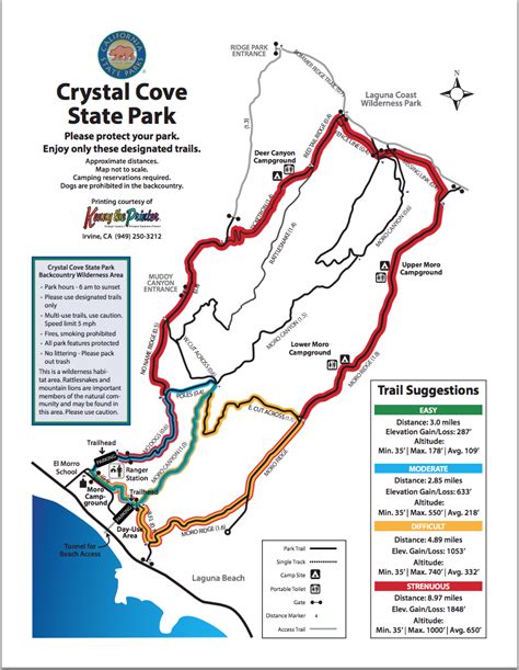 Map Of Hiking Trails Crystal Cove
