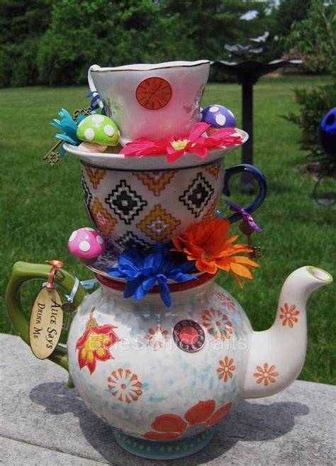 Alice Says Drink Me Stacked Teapotteacup By Edieschiccrafts Mad
