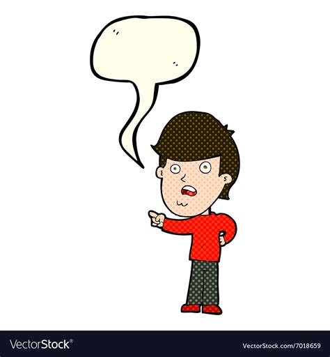 Cartoon Shocked Man Pointing With Speech Bubble Vector Image
