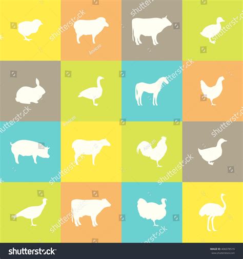 Farm Animal Silhouettes Vector Symbols Stock Vector Royalty Free