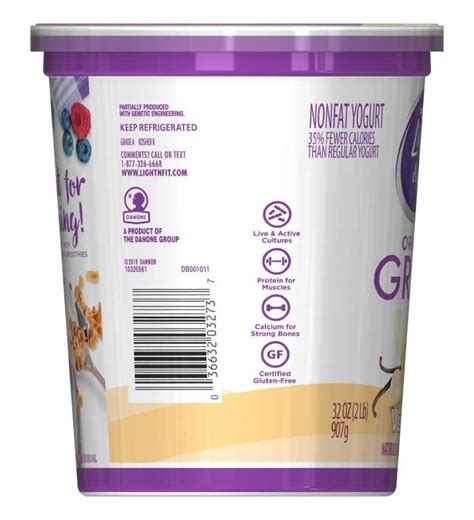 Dannon Light And Fit Greek Blended Vanilla Nonfat Yogurt 32 Oz Tub