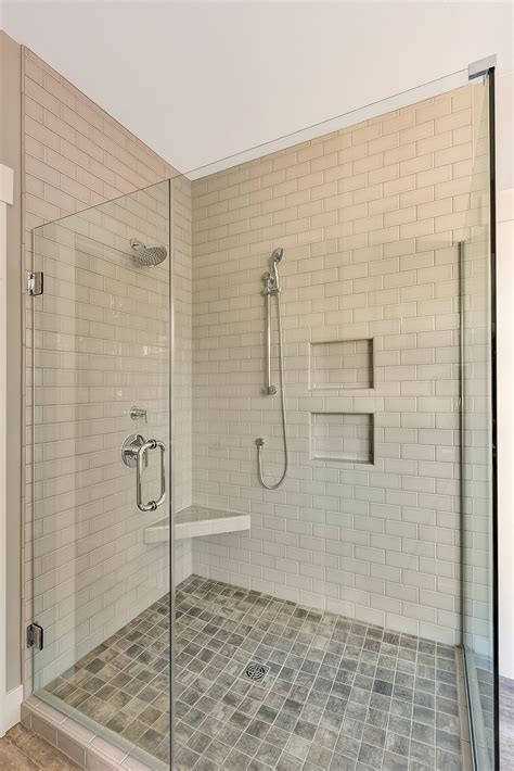 Walk In Master Shower With Fully Tiled Shower Walls And Clear Glass