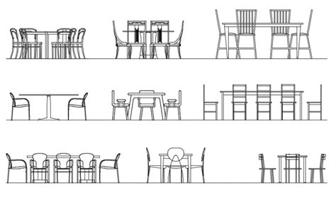Dining Table Chair Cad Block Elevation Cp04 Autocad Firstinarchitecture