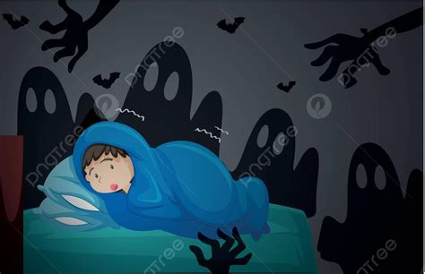 A Boy Having Nightmare Background Person Bedroom Vector Background