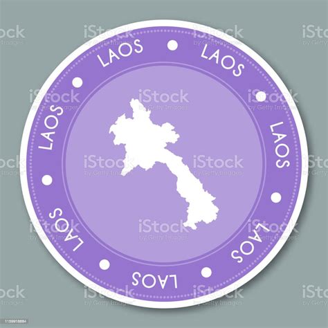 Lao Peoples Democratic Republic Label Flat Sticker Design Stock
