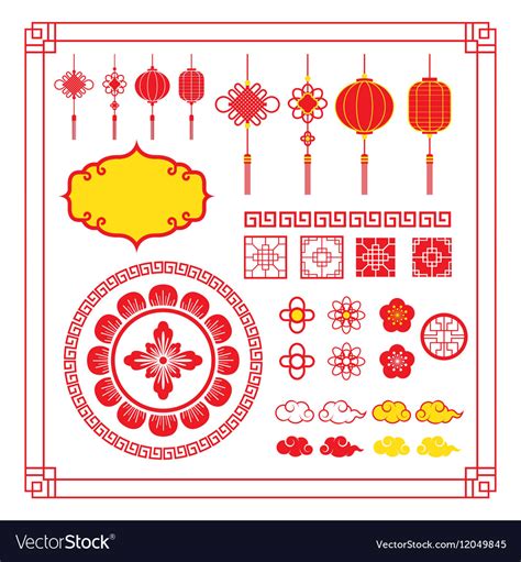 Chinese Design Elements Ornaments Decoration Vector Image