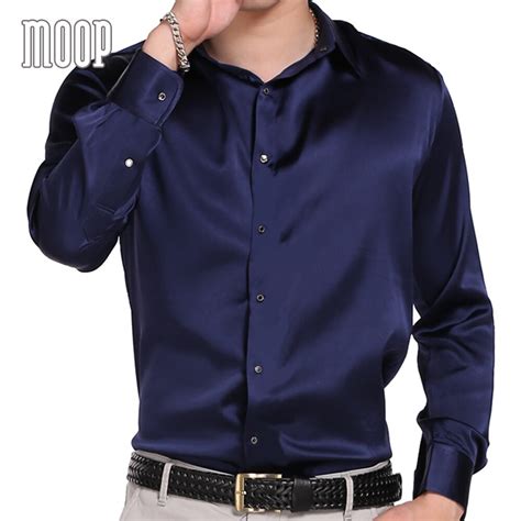 Black Purple Navy Men Natural Silk Shirts Long Sleeve Business Shirt