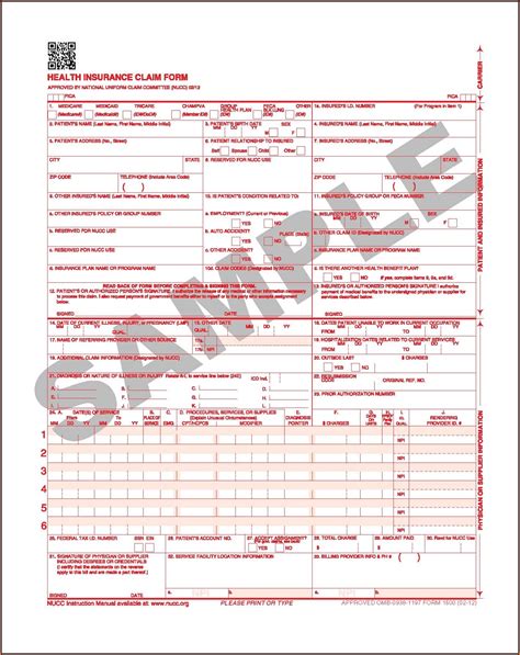 Printable Hcfa 1500 Claim Form