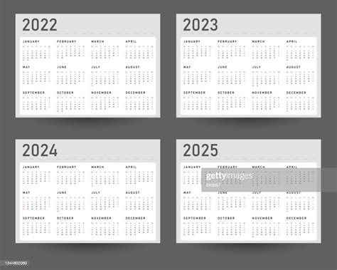Plantillas De Calendario Para Los Años 2022 2023 2024 Y 2025 La Semana