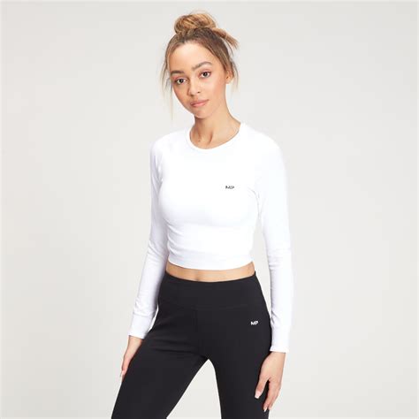 Womens Seamless Long Sleeve Crop Top White Myprotein