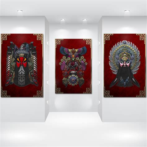 Serge Averbukh Fine Art Chinese Masks Large Masks Series Set Of 3