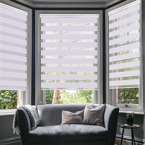 Home And Office51 In X 59 In Blue Zebra Dual Layer Roller Sheer Shades