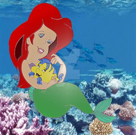 Ariel And Flounder Coloured By Kirsty2010dodgs On Deviantart