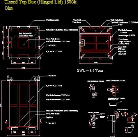 Ocean Container Hinged Top 1500 Litres Dwg Block For Autocad Designs Cad