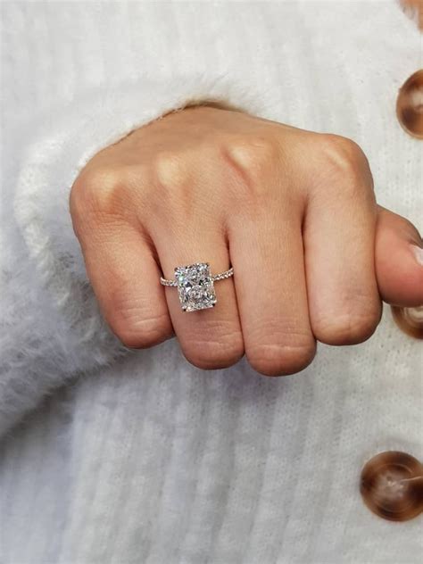 Diamond Engagement Ring 442 Carats Elongated Radiant Etsy