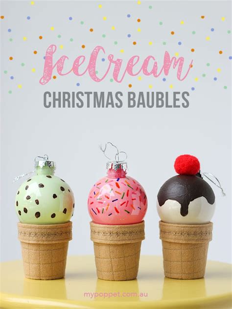 We are sharing easy party decor ideas and recipes you can whip in no time using blue. DIY: Ice Cream Cone Christmas Bauble Ornaments - My Poppet Makes
